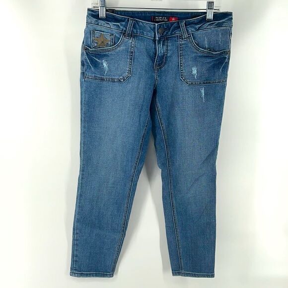 People’s Liberation cropped ankle crop skinny jeans embroidered denim pants 7 8 - Picture 2 of 15